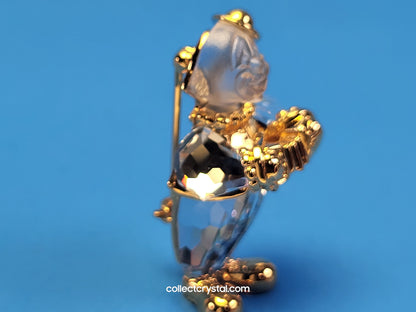 MEMORIES - Clown playing accordion - Crystal and Gold BROOCH # 220310