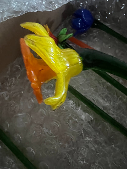 Murano or Corning style hand blown glass Forever flower your choice as they are sold individually