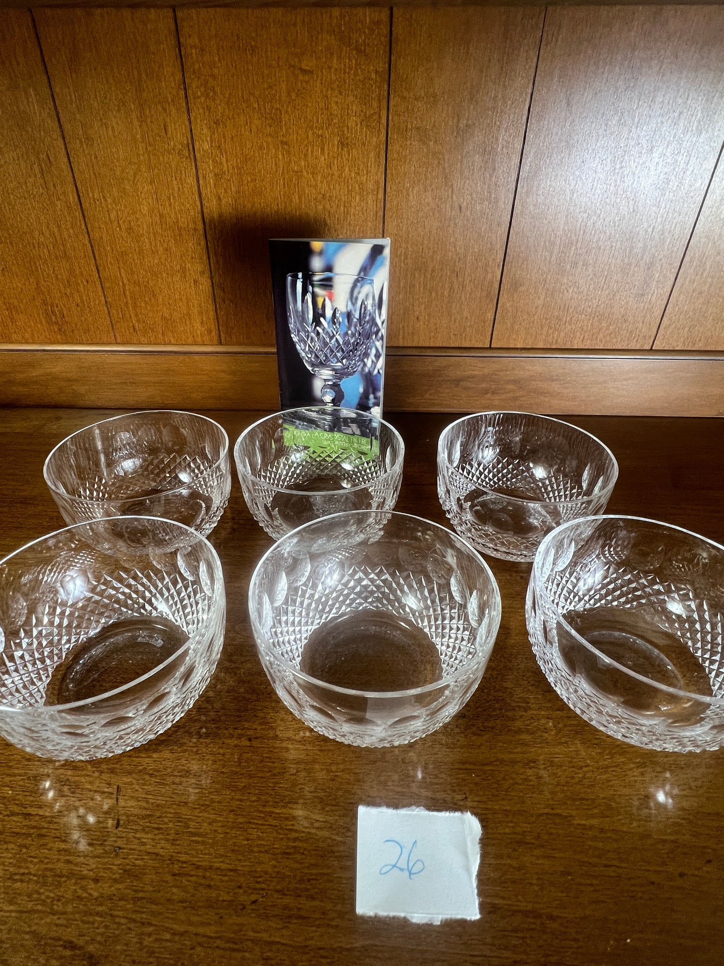 G.I. # 026 Waterford Ireland Crystal COLLEEN 4" Finger Bowl Fruit Or Dessert Bowls Set Of 6
