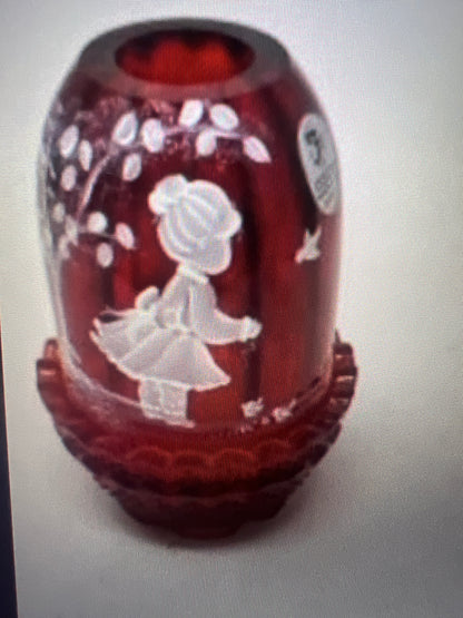 Fenton fairy light lamp girl with birds