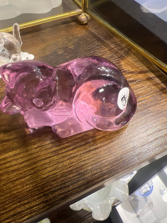 Fenton pink lying cat