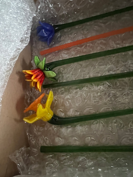 Murano or Corning style hand blown glass Forever flower your choice as they are sold individually