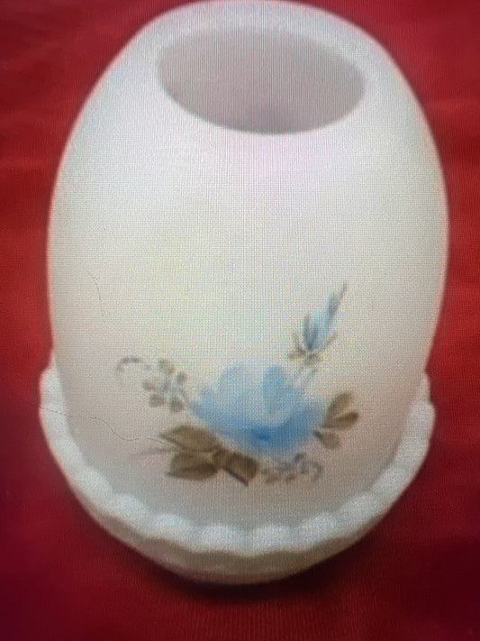 Fenton blue floral hand painted fairy light lamp