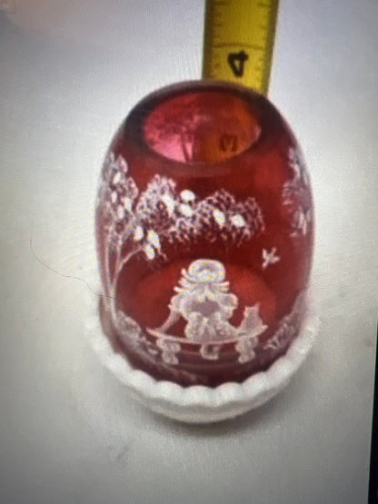 Fenton Mary Gregory fairy lamp light