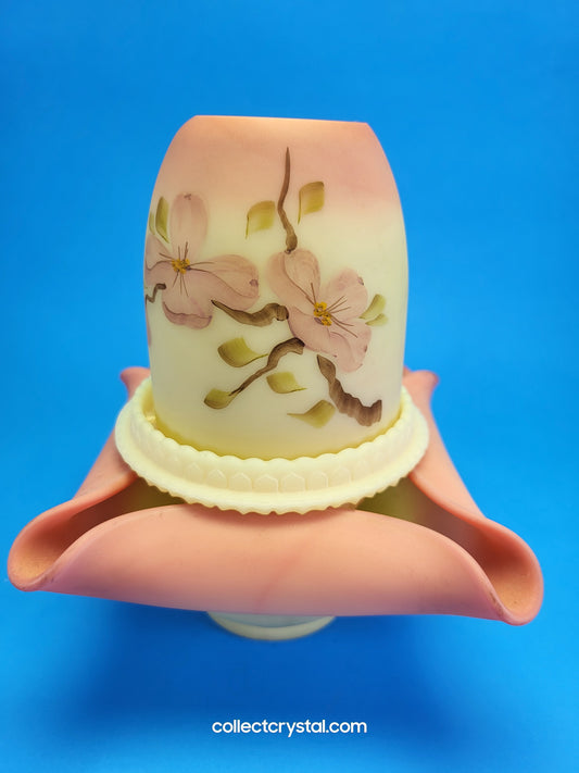 Fenton Burmese Dogwood 3 Piece Fairy Lamp