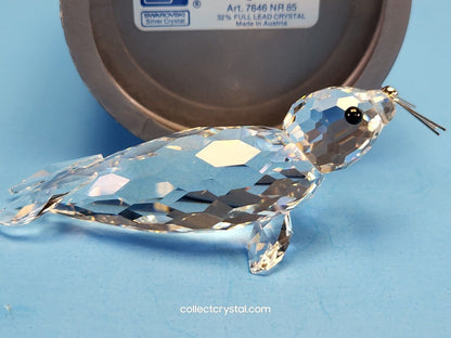 Vintage Swarovski Sea Lion Seal 4" Long Silver Whiskers 7646 NR 085 / 12261 Mib