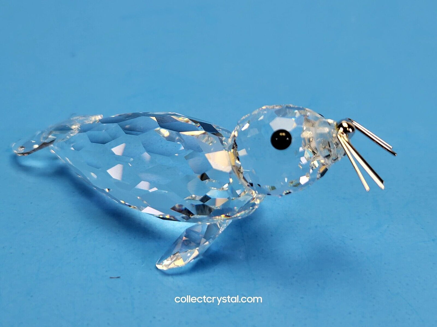 Vintage Swarovski Sea Lion Seal 4" Long Silver Whiskers 7646 NR 085 / 12261 Mib