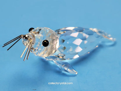 Vintage Swarovski Sea Lion Seal 4" Long Silver Whiskers 7646 NR 085 / 12261 Mib