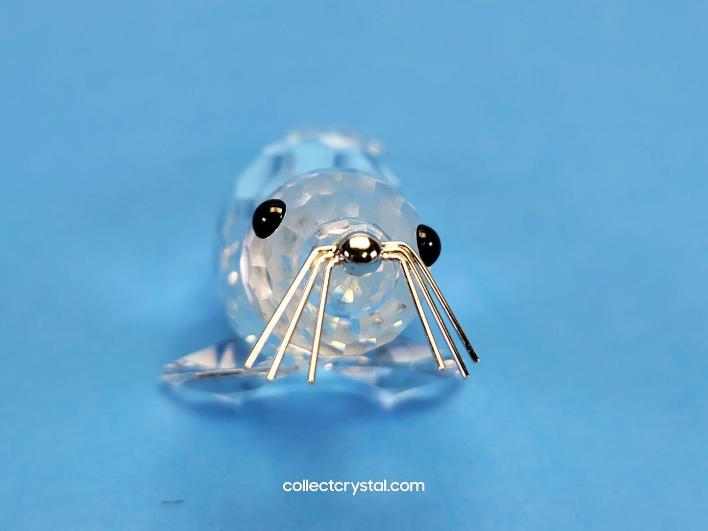 Vintage Swarovski Sea Lion Seal 4" Long Silver Whiskers 7646 NR 085 / 12261 Mib