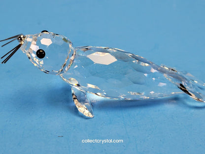 Vintage Swarovski Sea Lion Seal 4" Long Silver Whiskers 7646 NR 085 / 12261 Mib