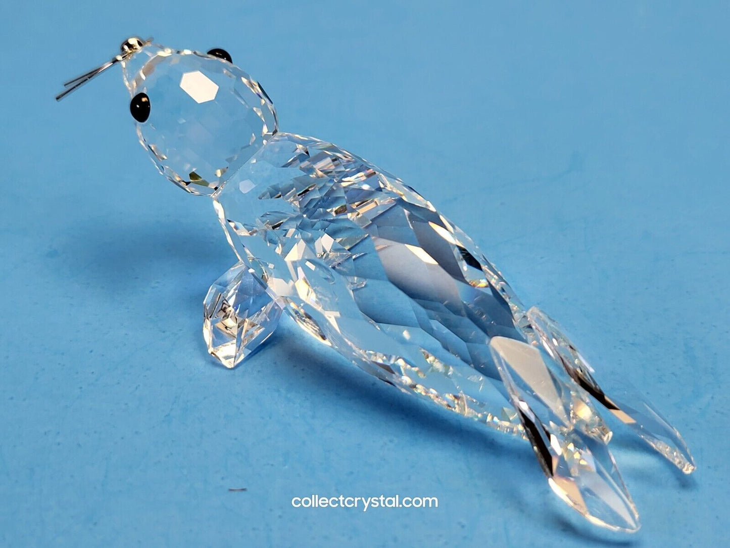 Vintage Swarovski Sea Lion Seal 4" Long Silver Whiskers 7646 NR 085 / 12261 Mib